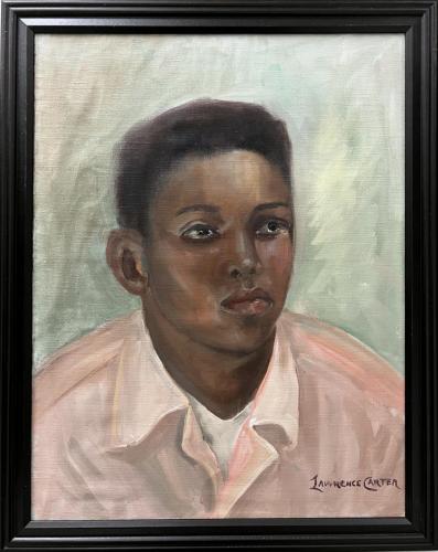Young Man with Pink Shirt by Lawrence Carter ~15x19