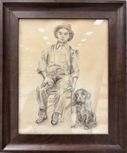Farmer and Dog 1849 by Lawrence Carter ~12x15