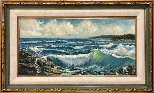 Teal-Blue Waves by Evelyn Carter ~30x15