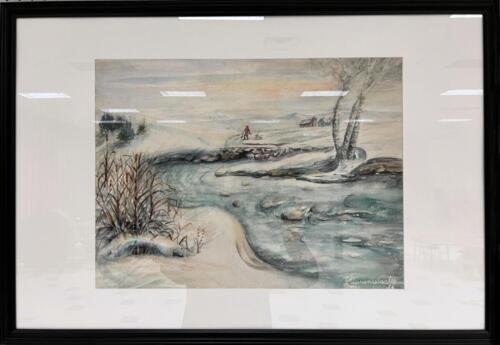 Lawrence Carter Winter Meadow with Pond ~24x18