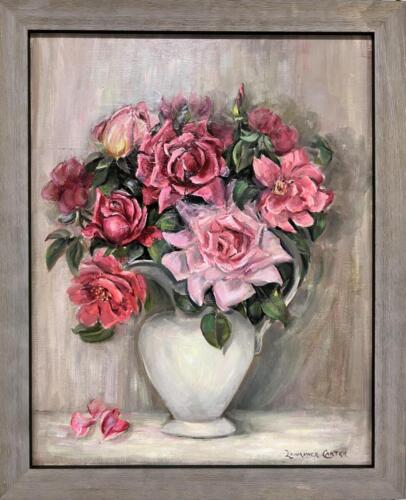 Lawrence Carter Pink Roses Grey Frame ~17x21