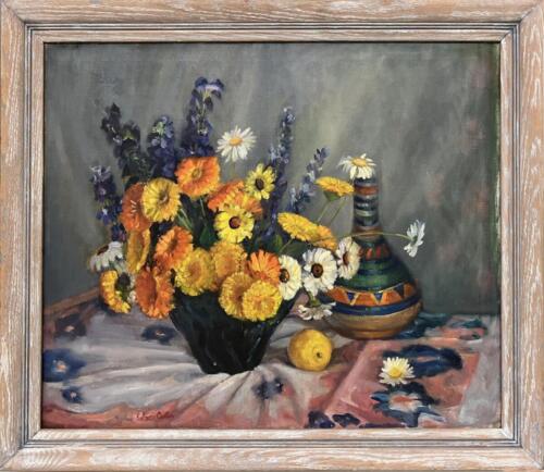 Bouquet of Yellow on Blue by Evelyn Carter ~30x25