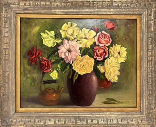 Roses in Red Vase by Evelyn Carter ~28x22